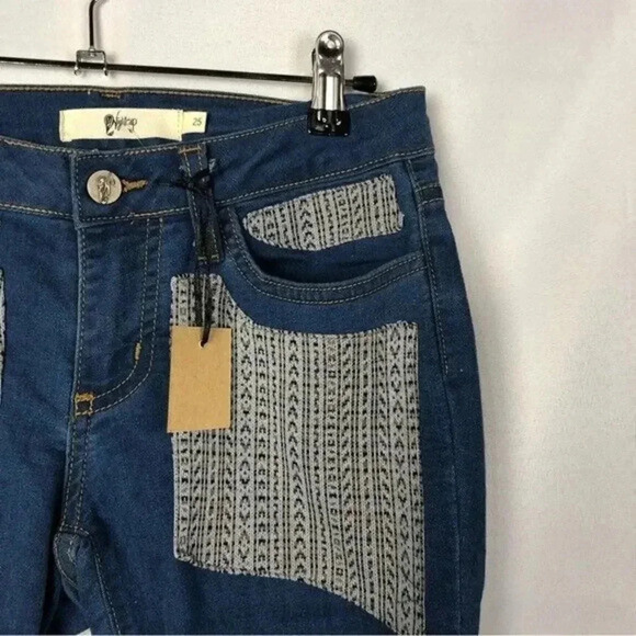 Boutique Nightcap Clothing Patterned Patch Pocket Skinny Jeans 25 - Picture 3 of 5